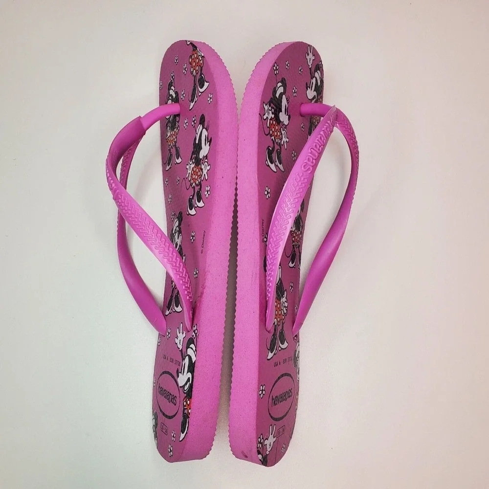 Havaianas Slim Disney Minnie Mouse Flip Flops Ice Pink Womens Size‎ 6 EUR 37/38